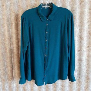 Teal Bella Lux button-down long sleeve Large